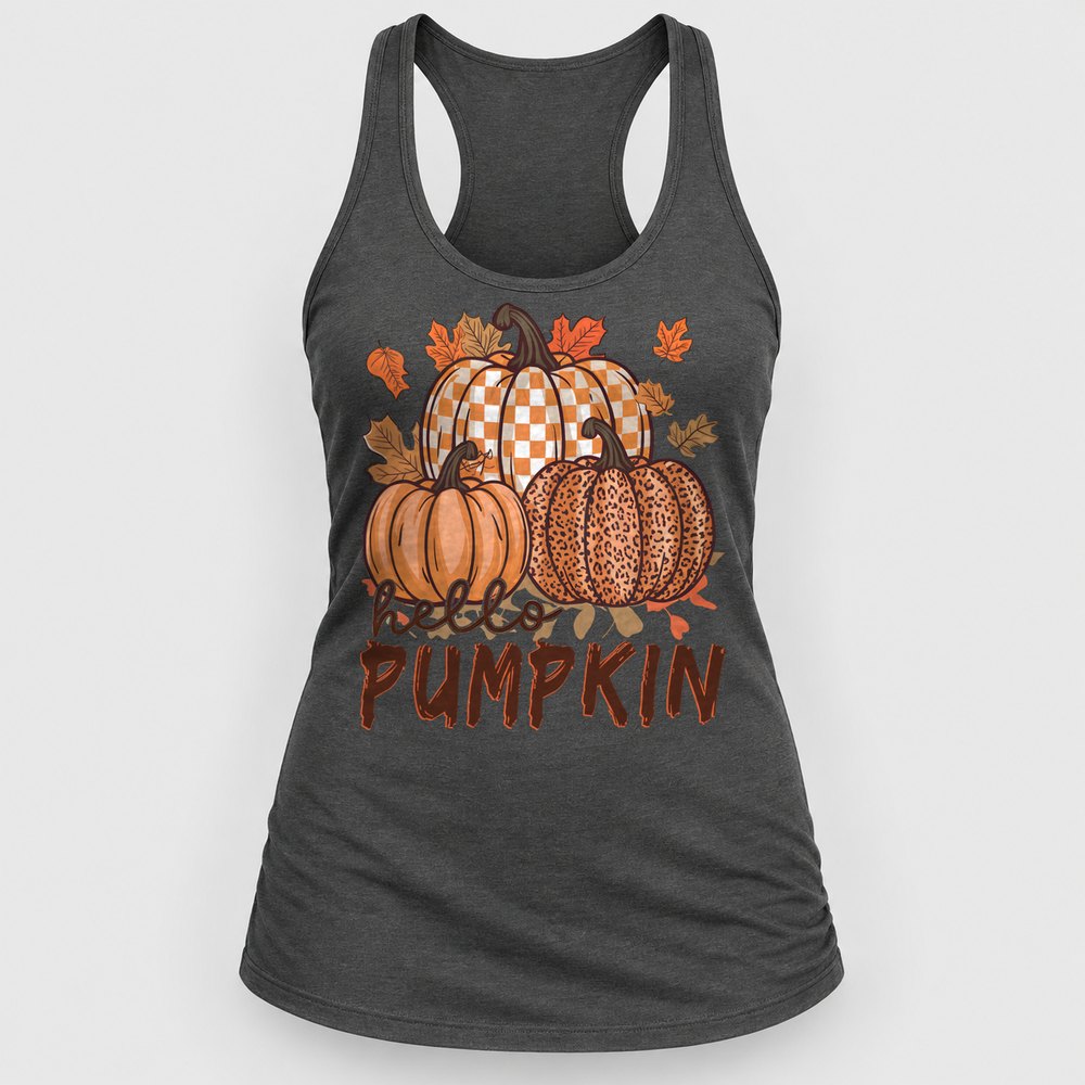 Hello Pumpkin Leopard Racerback Tank