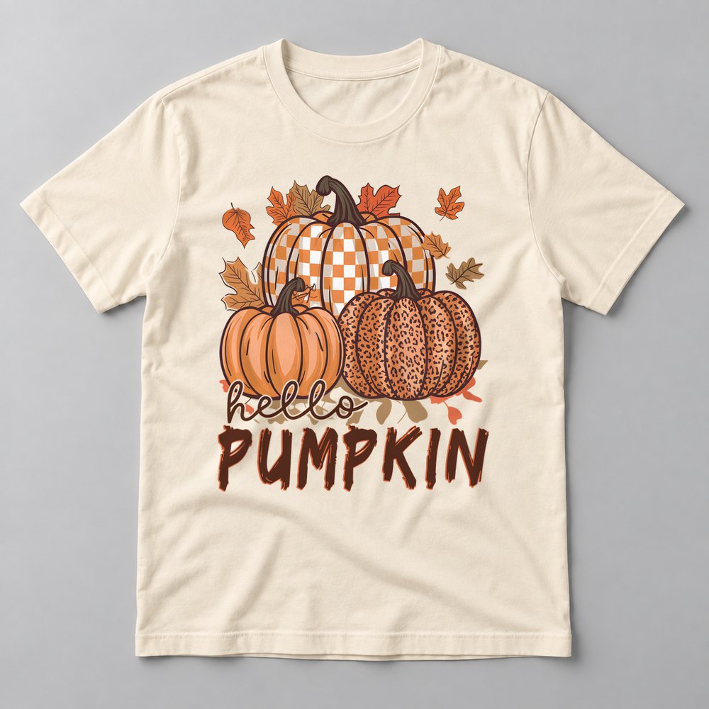 Hello Pumpkin Leopard tee in Natural