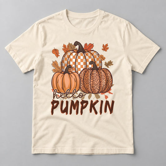 Hello Pumpkin Leopard tee in Natural