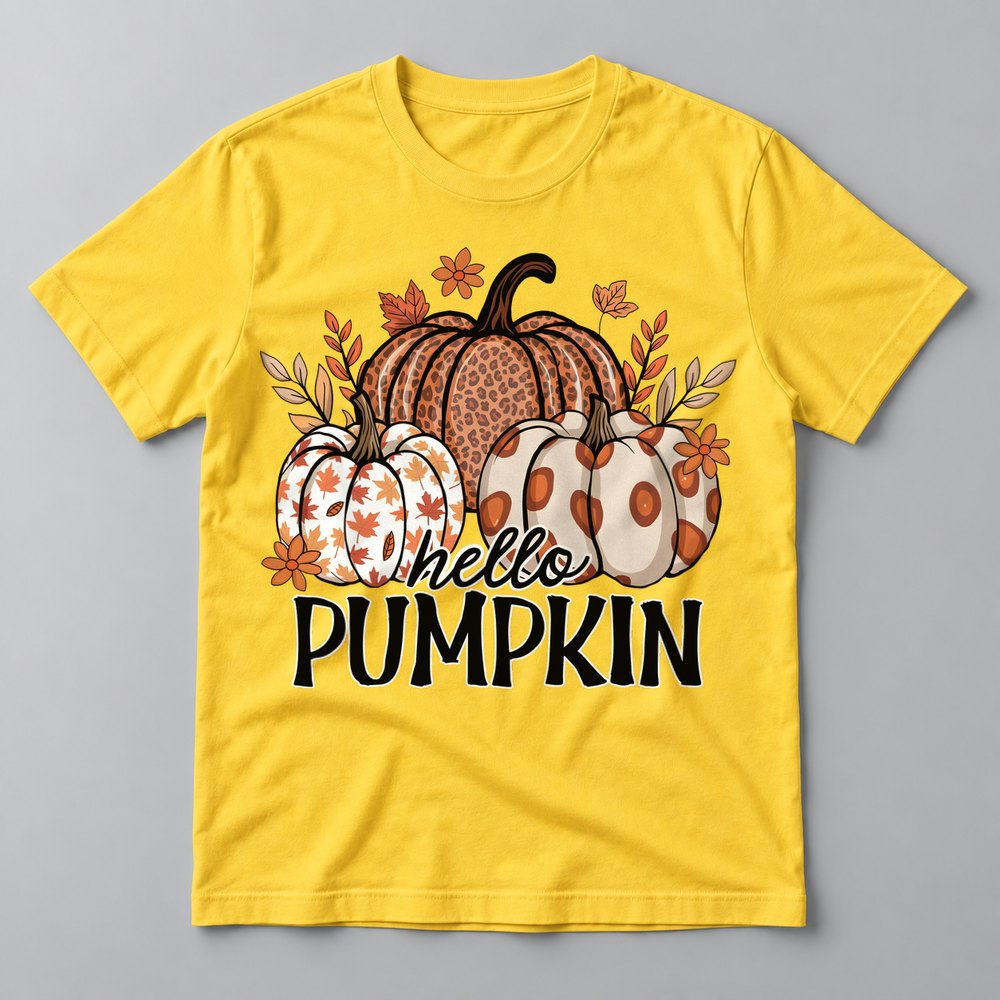Hello Pumpkin Patterned tee in Yellow