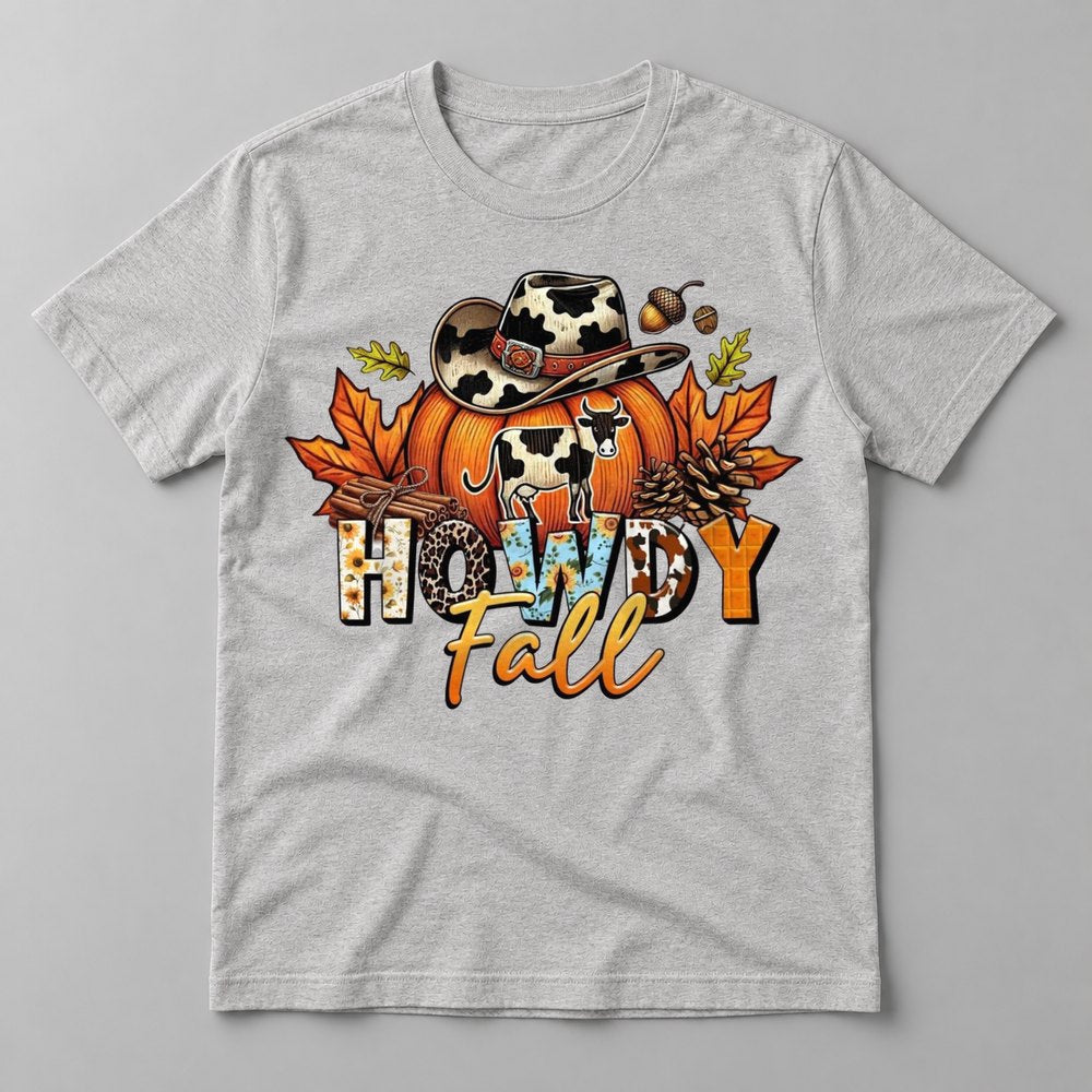 Howdy Fall Cow Pumpkin Fall Tee