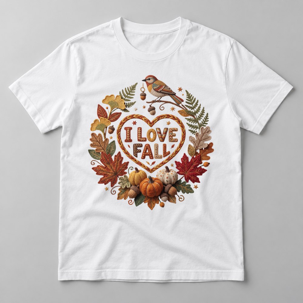 I Love Fall Heart Knit tee in White