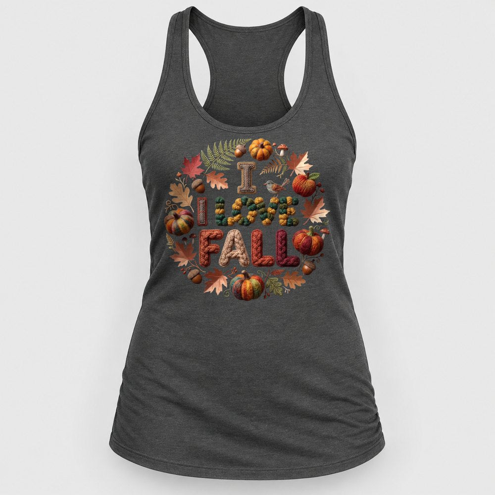 I Love Fall Knit Wreath Racerback Tank