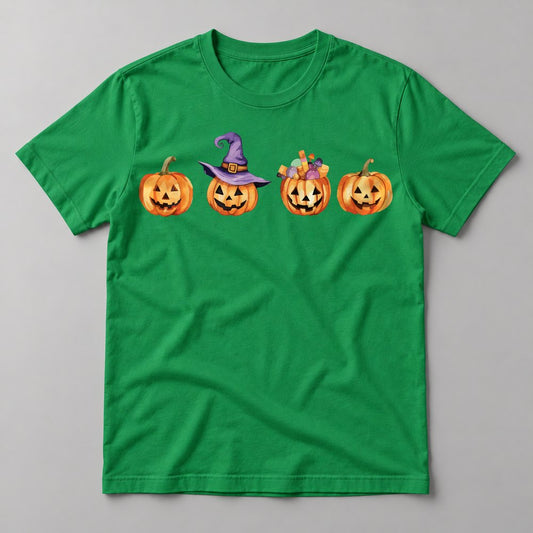 Jack-o-Lantern Row tee in Kelly Green