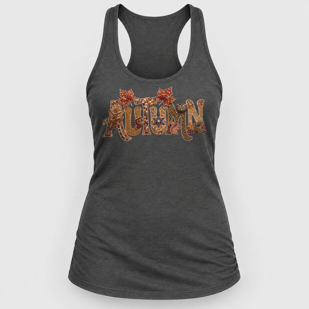 Jeweled Autumn Letters Racerback Tank