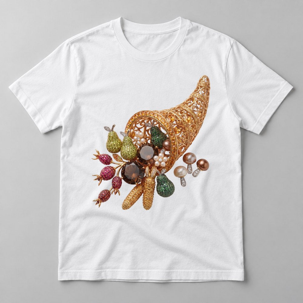 Jeweled Cornucopia tee in White