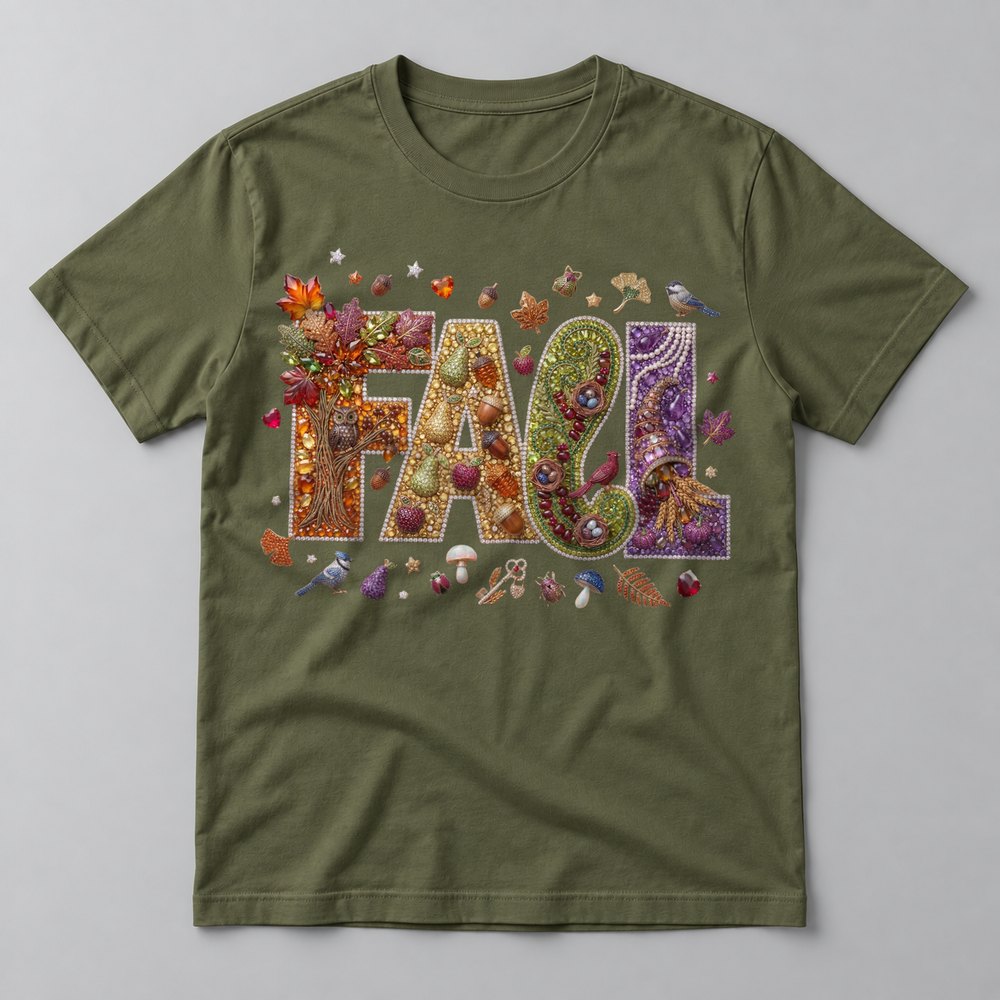 Jeweled Fall Harvest Letters Fall Tee