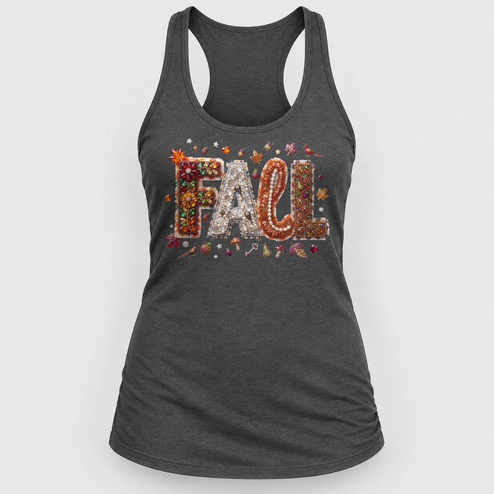 Jeweled Fall Letters Racerback Tank