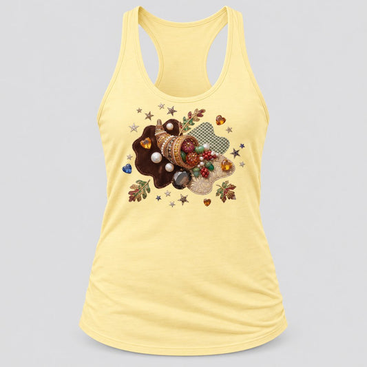 Jeweled Harvest Cornucopia racerback tank in Banana Cream