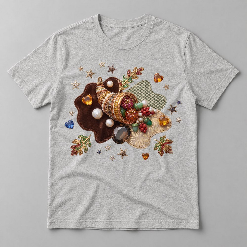 Jeweled Harvest Cornucopia Thanksgiving Tee