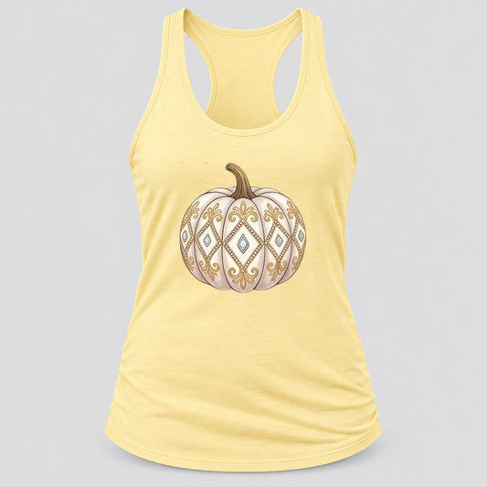 Jeweled White Pumpkin racerback tank in Banana Cream