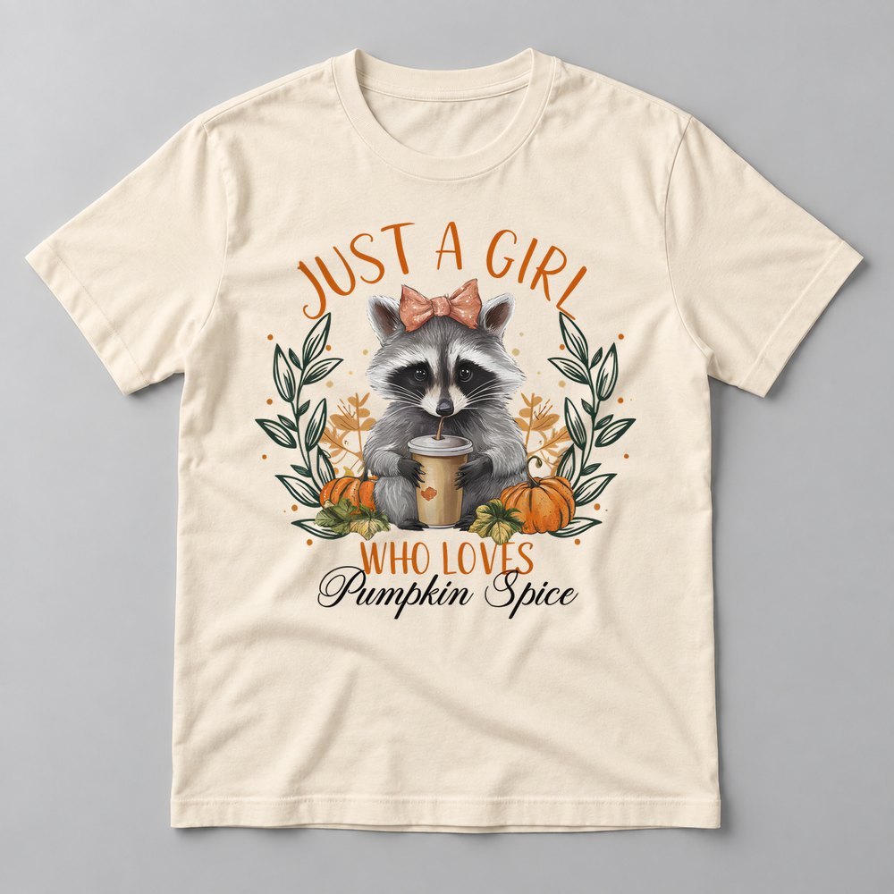 Just a Girl Who Loves Pumpkin Spice tee in Natural