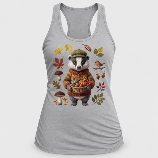 Knit Badger Harvest racerback tank in Silver
