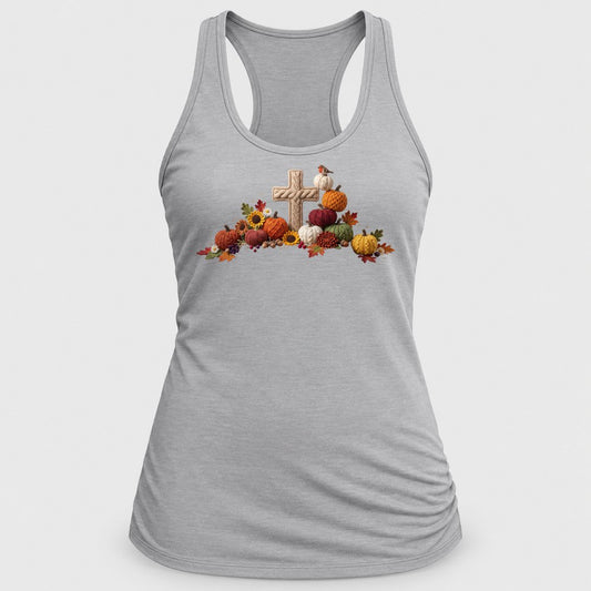Knit Cross Harvest racerback tank in Silver