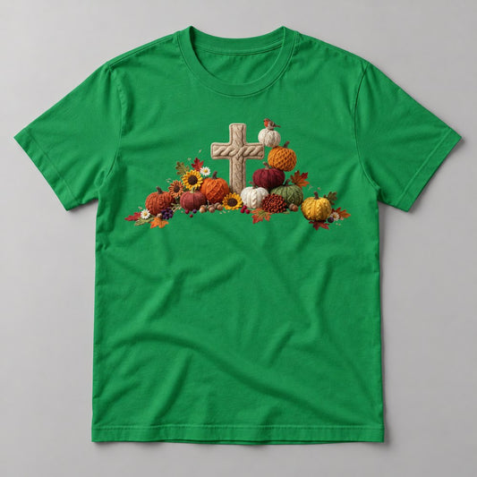 Knit Cross Harvest tee in Kelly Green