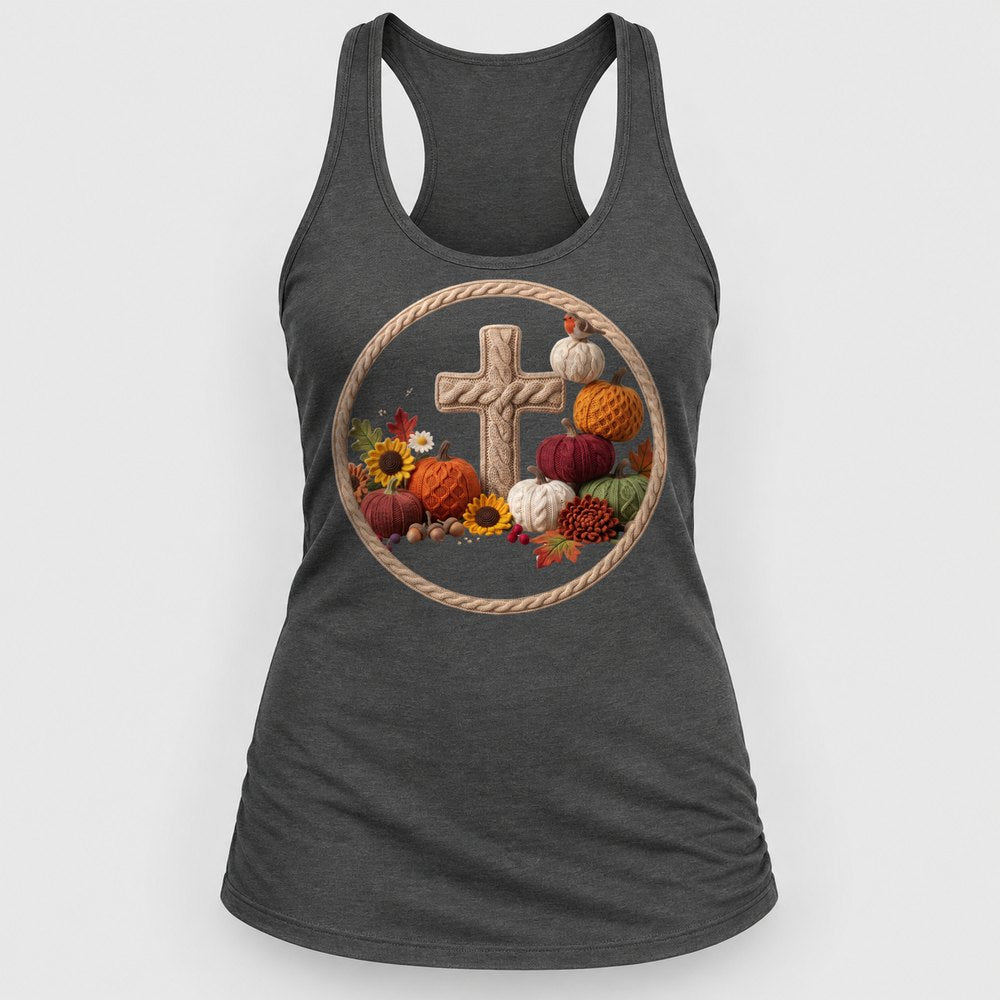 Knit Cross Wreath Racerback Tank
