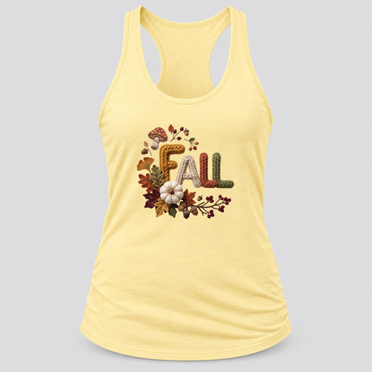 Knit Fall Letters racerback tank in Banana Cream