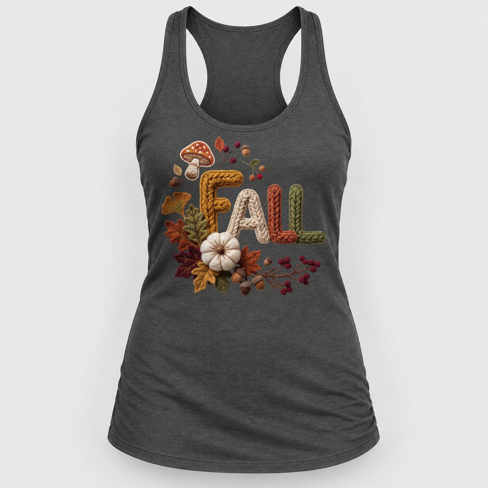 Knit Fall Letters Racerback Tank