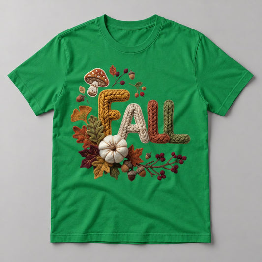 Knit Fall Letters tee in Kelly Green