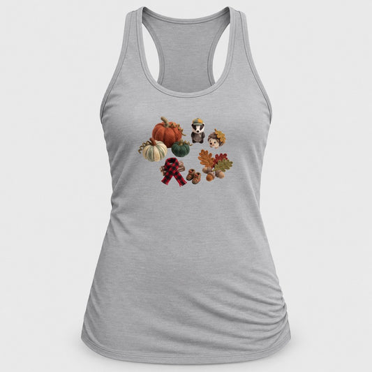 Knit Woodland Friends racerback tank in Silver