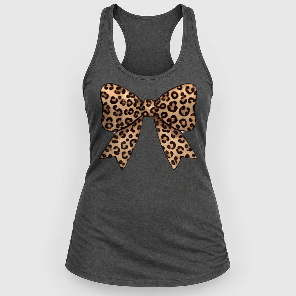 Leopard Coquette Bow Racerback Tank