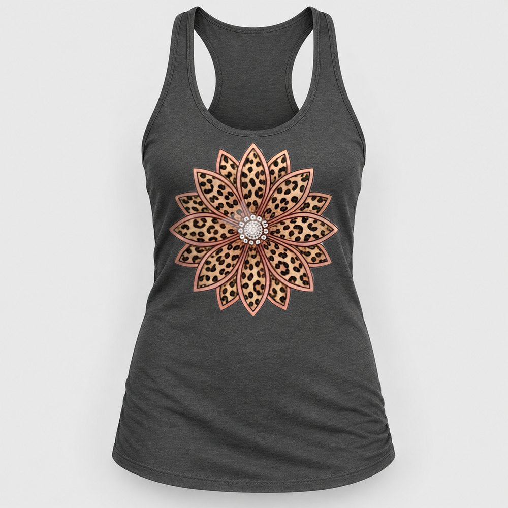 Leopard Sunflower Mandala Racerback Tank