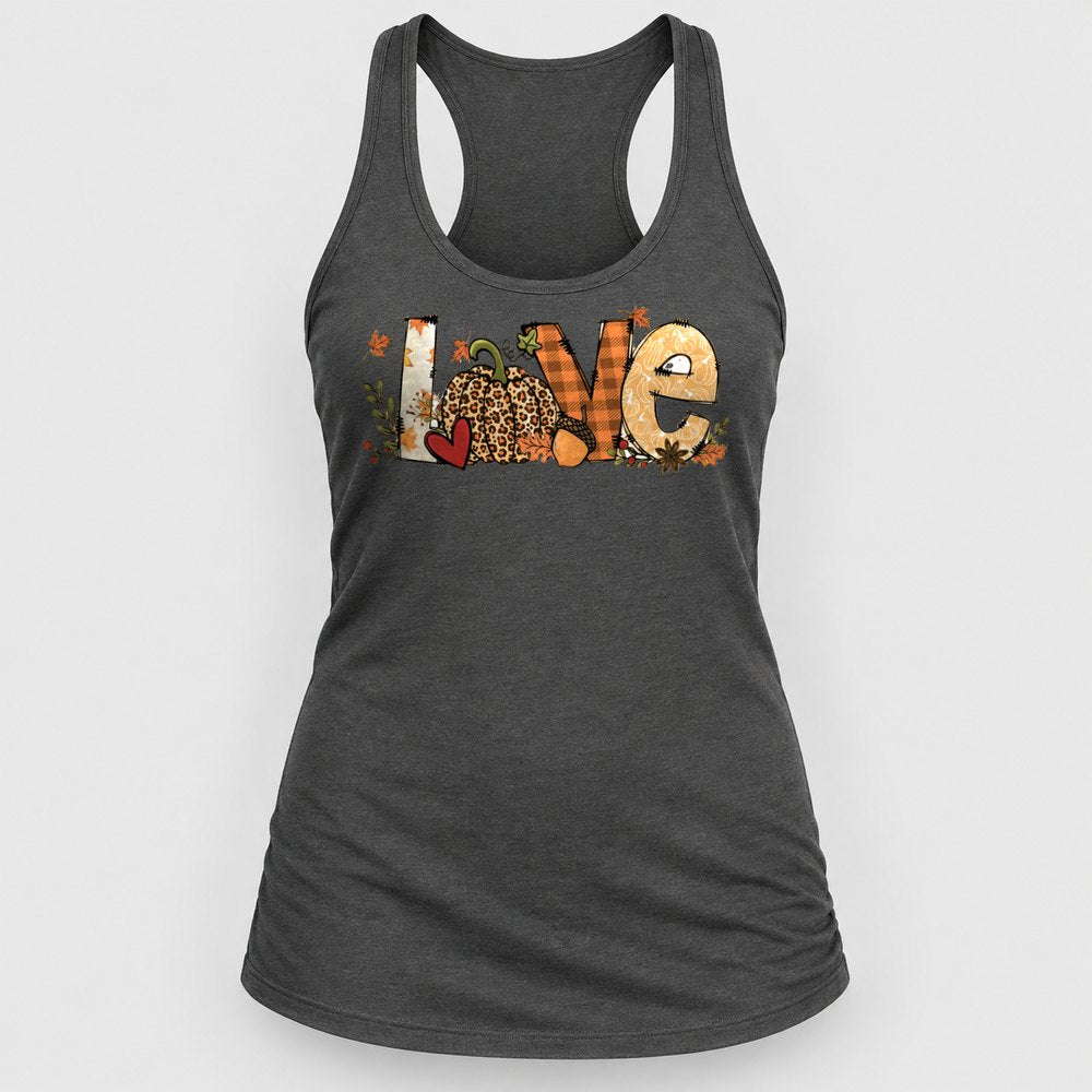 Love Patchwork Pumpkin Racerback Tank