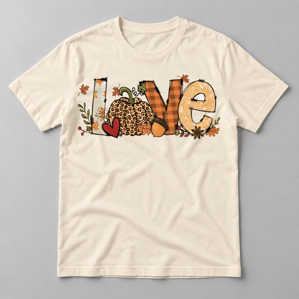 Love Patchwork Pumpkin Fall Tee