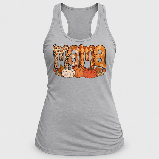 Mama Fall racerback tank in Silver