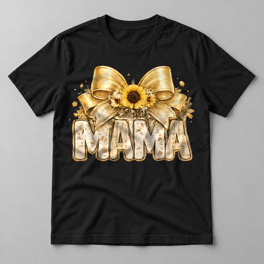 Mama Sunflower Bow tee in Black