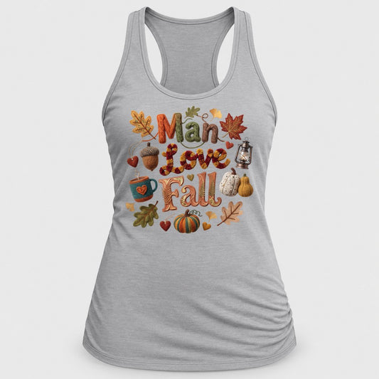 Man I Love Fall Knit racerback tank in Silver