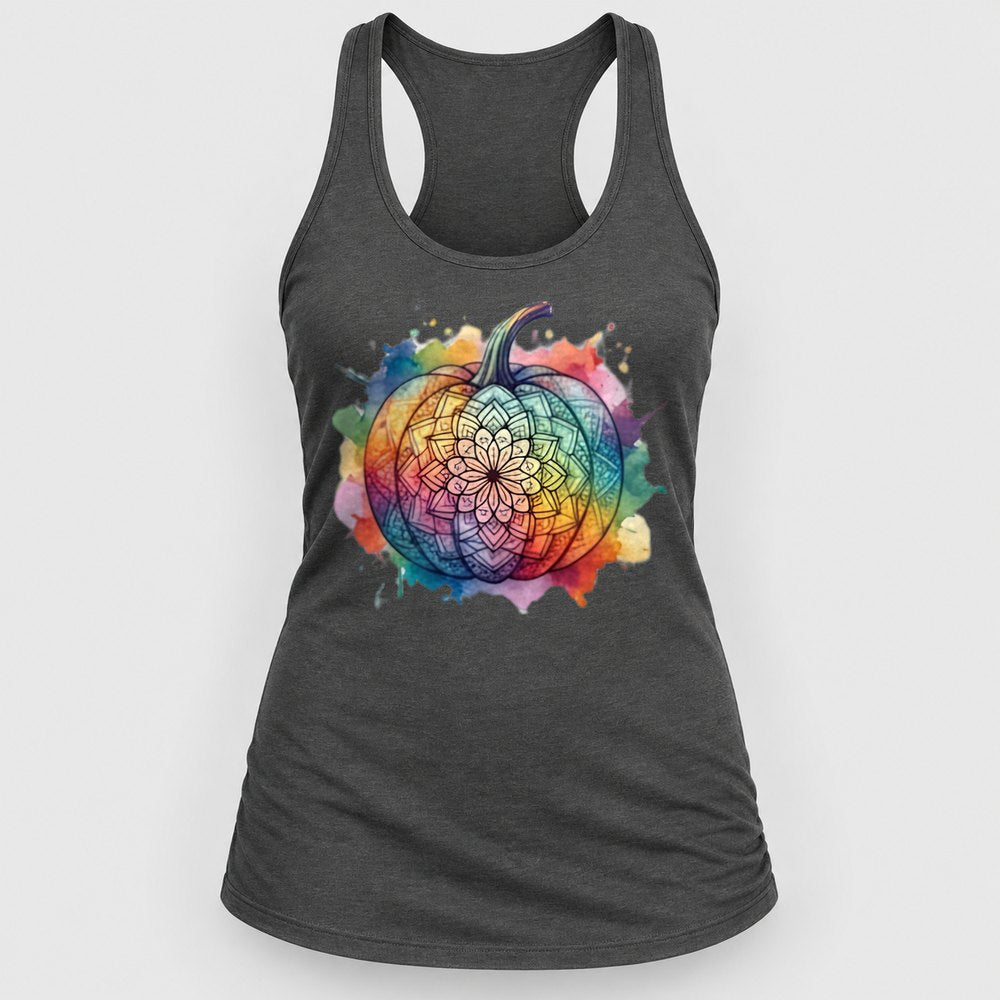 Mandala Rainbow Pumpkin Racerback Tank