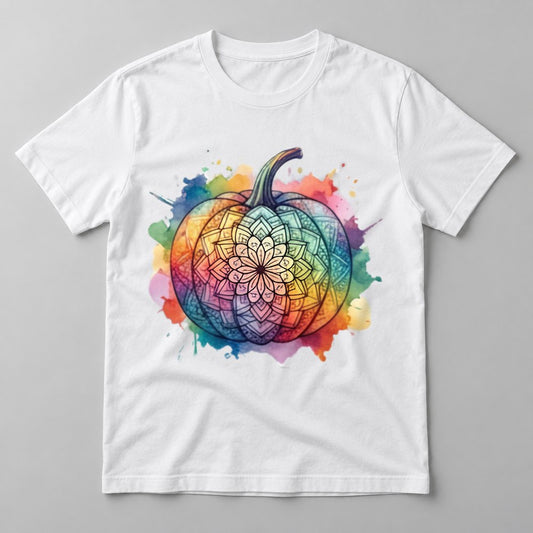 Mandala Rainbow Pumpkin tee in White