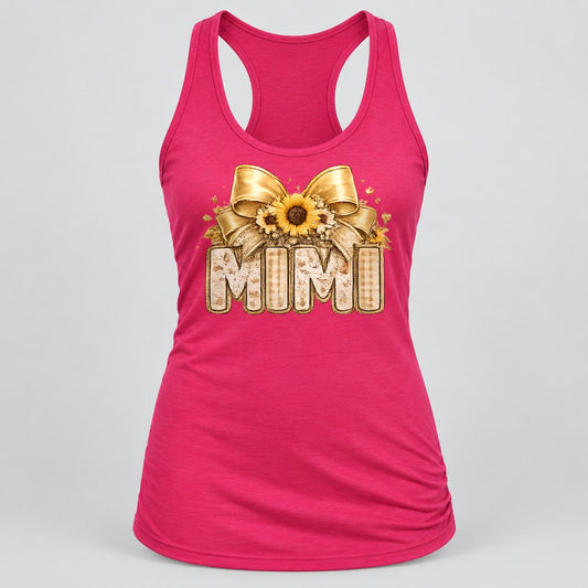 Mimi Sunflower Bow racerback tank in Raspberry