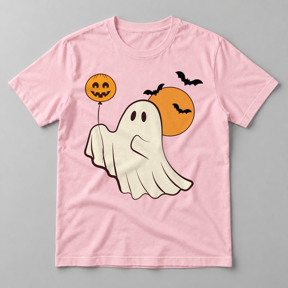 Moonlight Balloon Ghost tee in Soft Pink