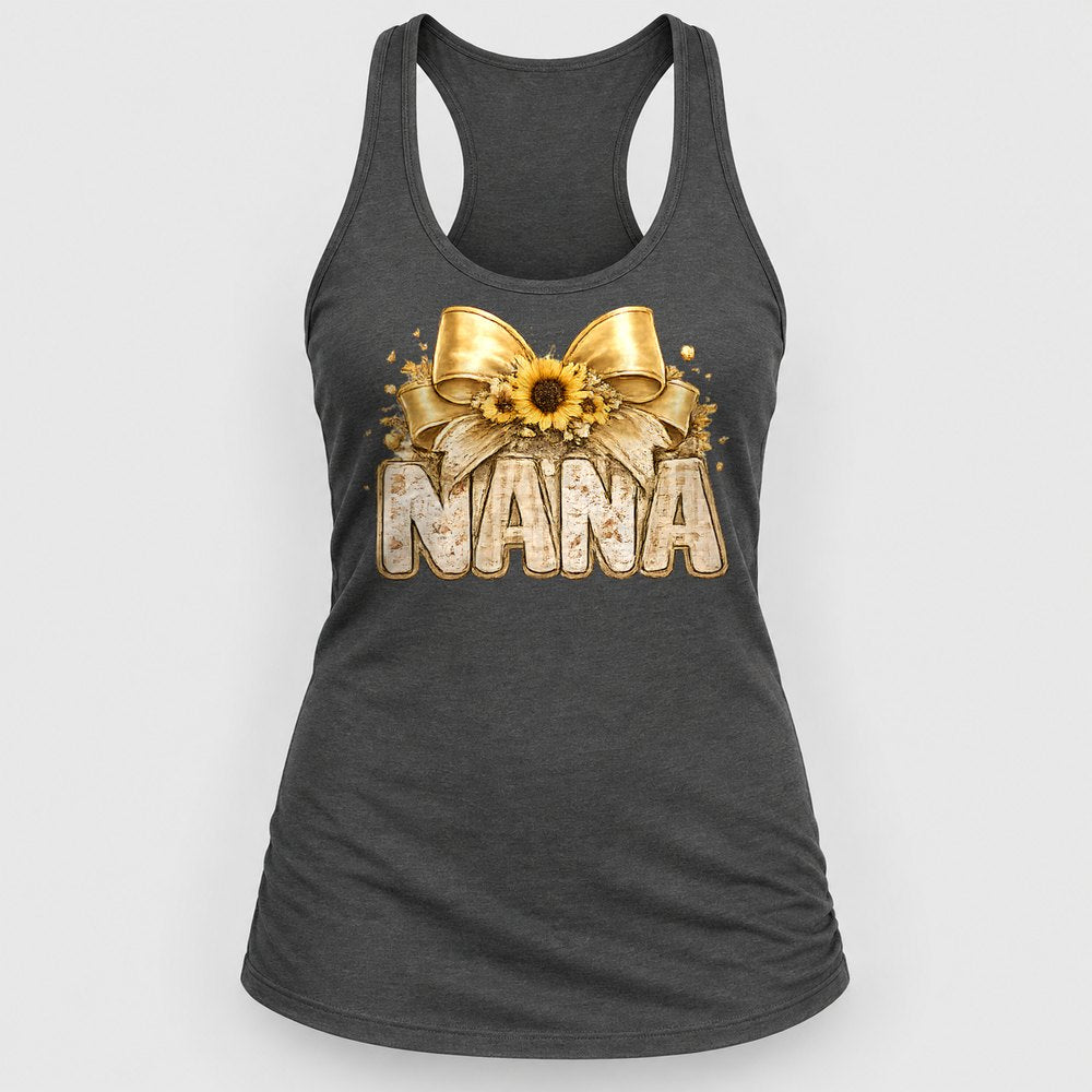 Nana Sunflower Bow Racerback Tank