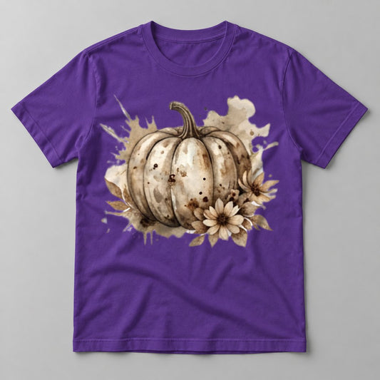 Neutral Floral Pumpkin tee in Team Purple