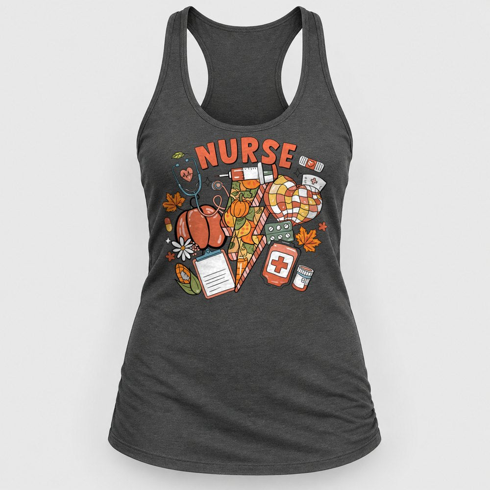 Nurse Fall Collage Racerback Tank
