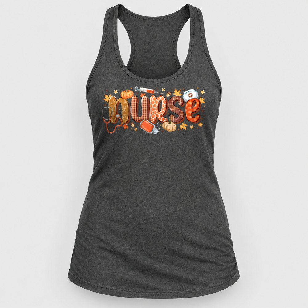 Nurse Fall Lettering Racerback Tank