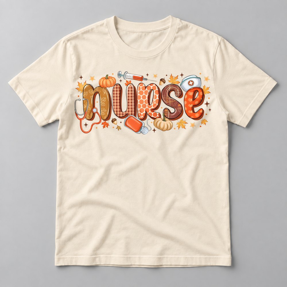 Nurse Fall Lettering tee in Natural