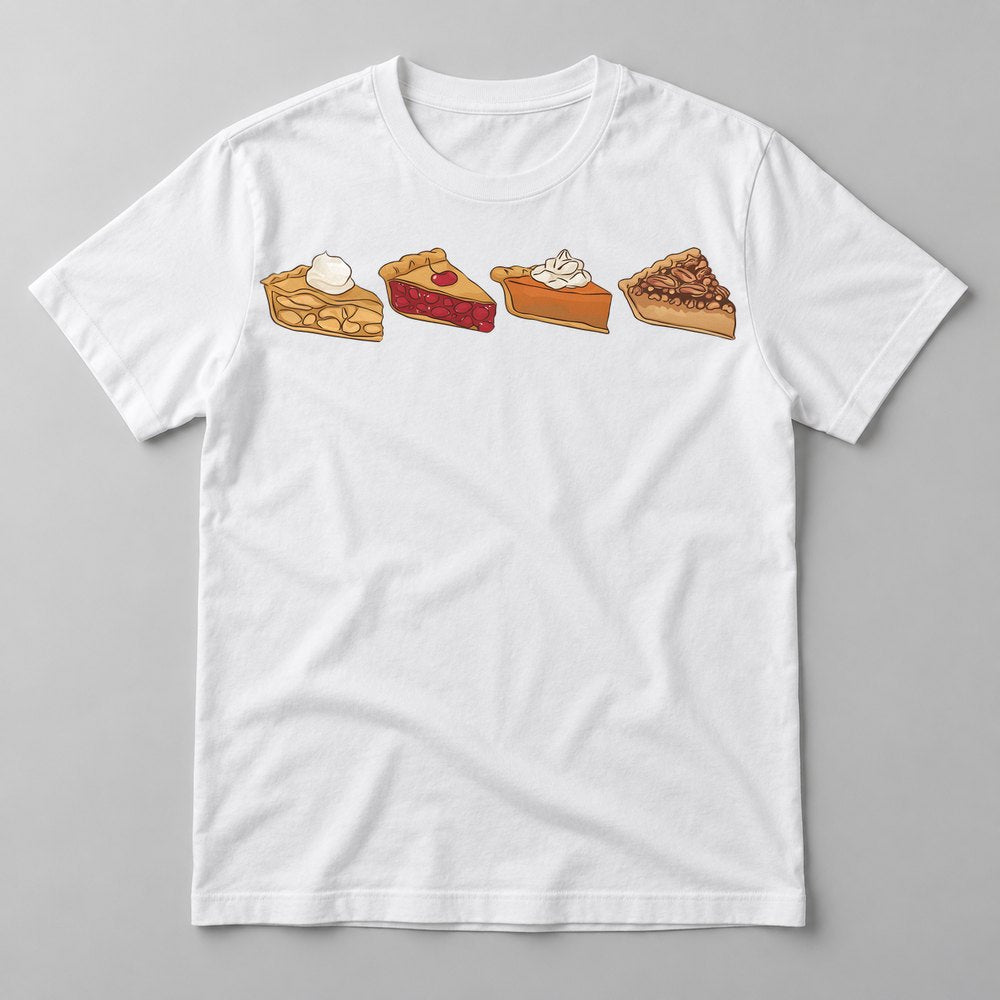 Pie Slices pressed on a White tee