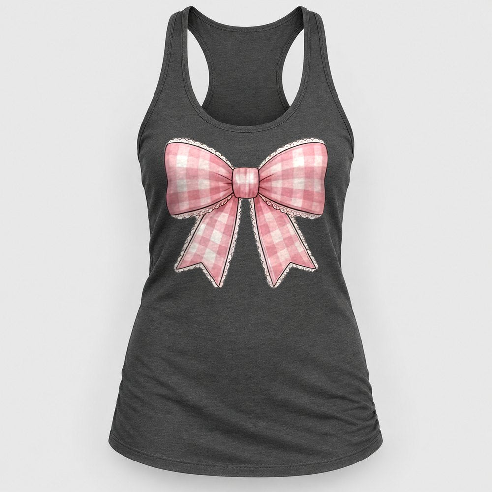 Pink Gingham Coquette Bow Racerback Tank