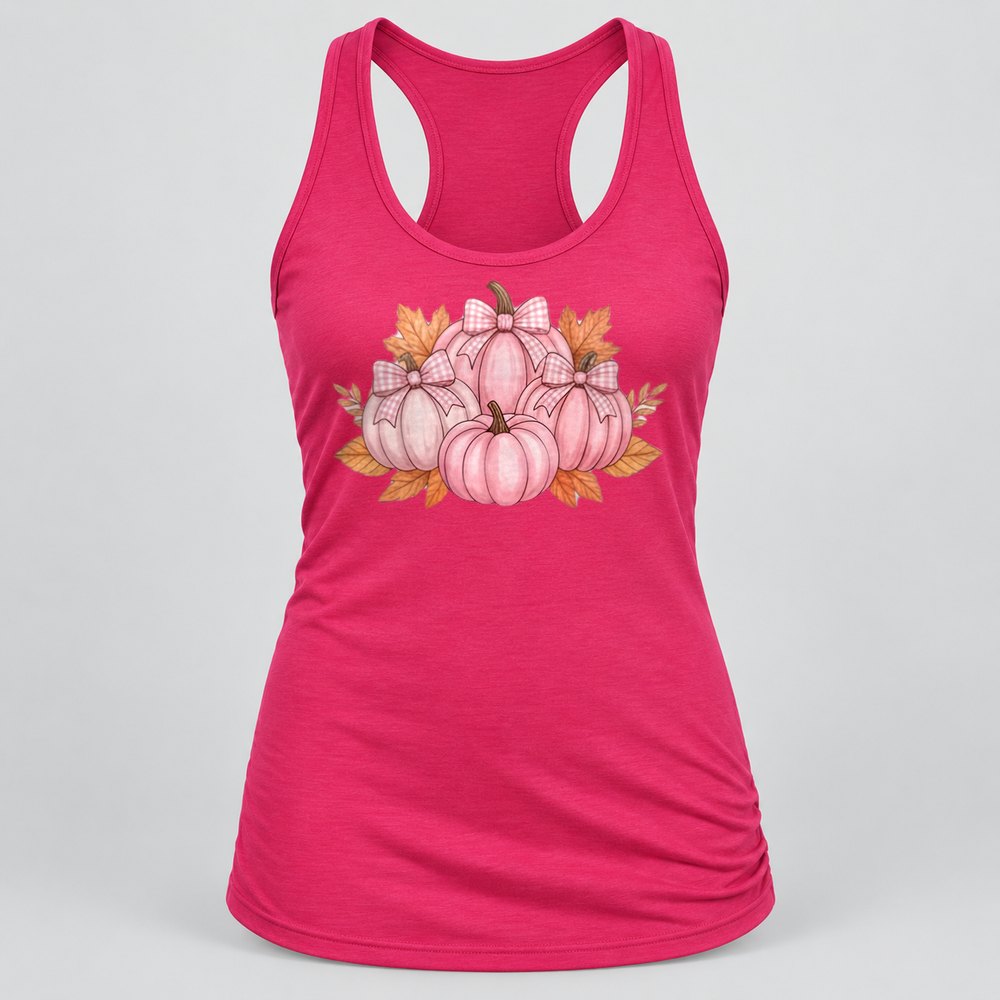 Pink Pumpkin Patch Bows Racerback Tank