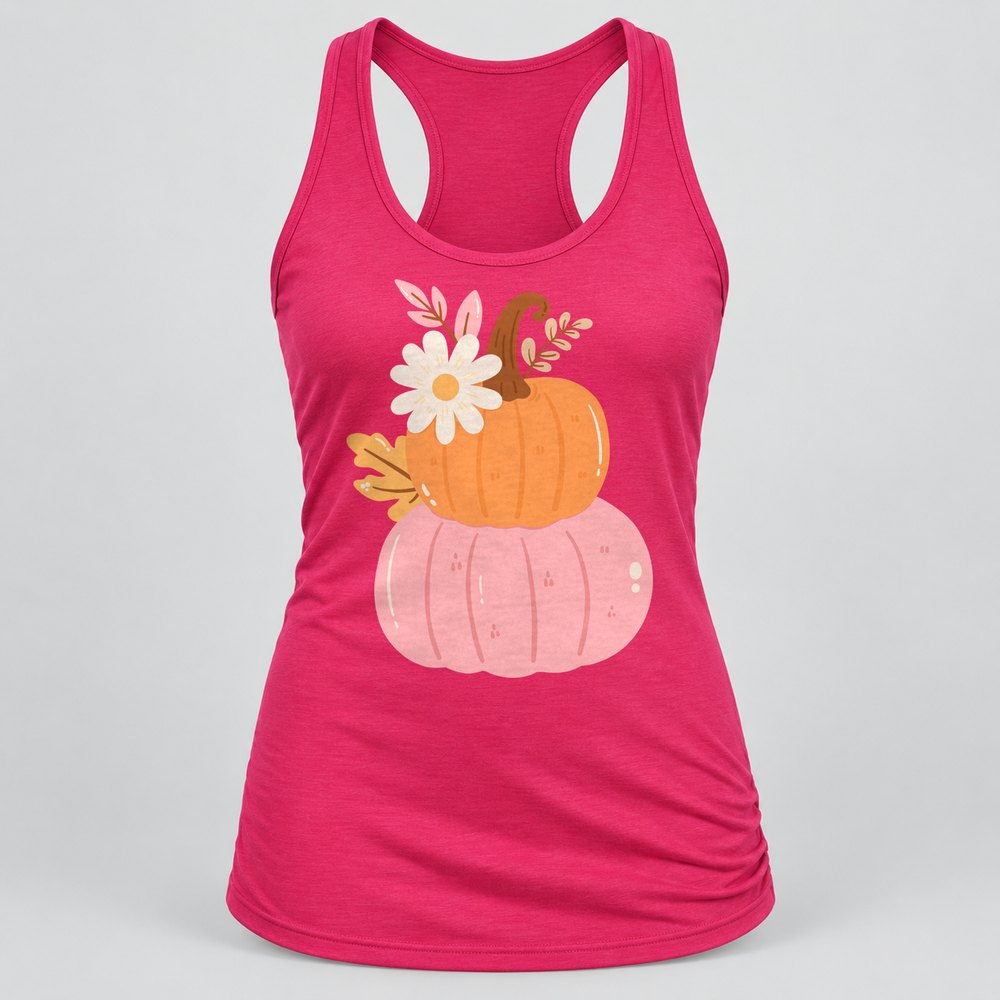 Pink Pumpkin Stack Daisy Racerback Tank