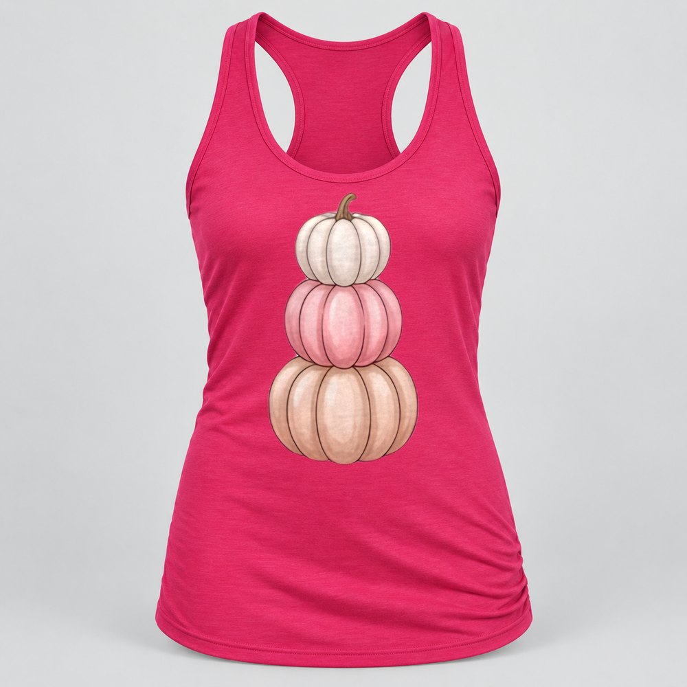 Pink Pumpkin Stack Racerback Tank