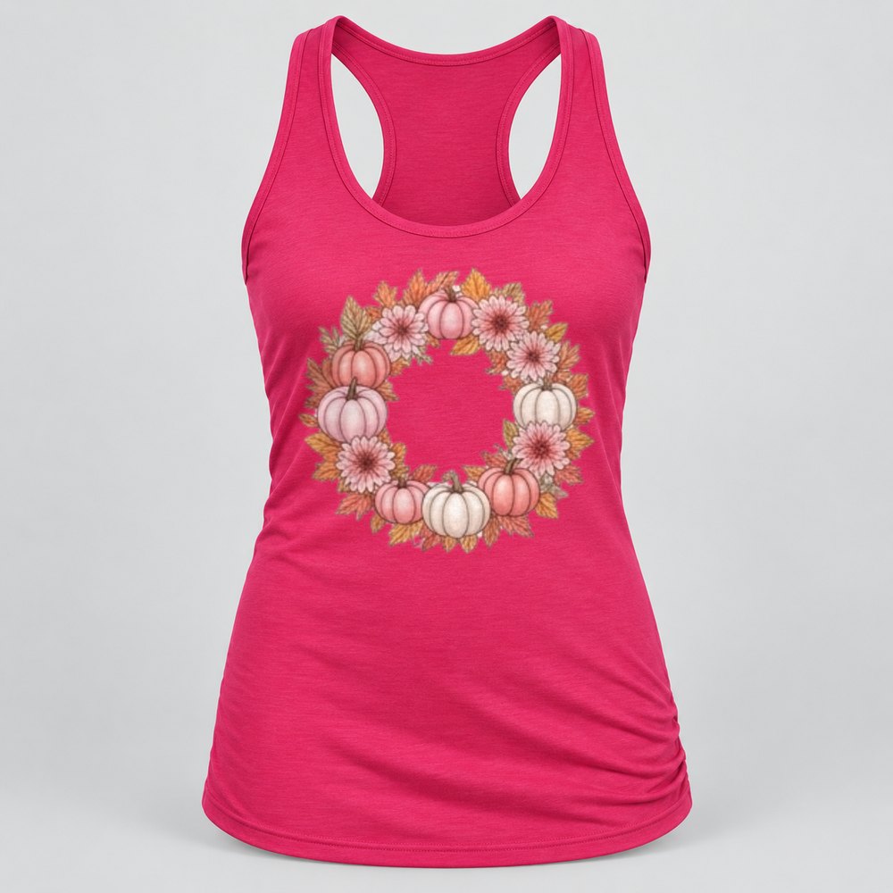 Pink Pumpkin Wreath Racerback Tank