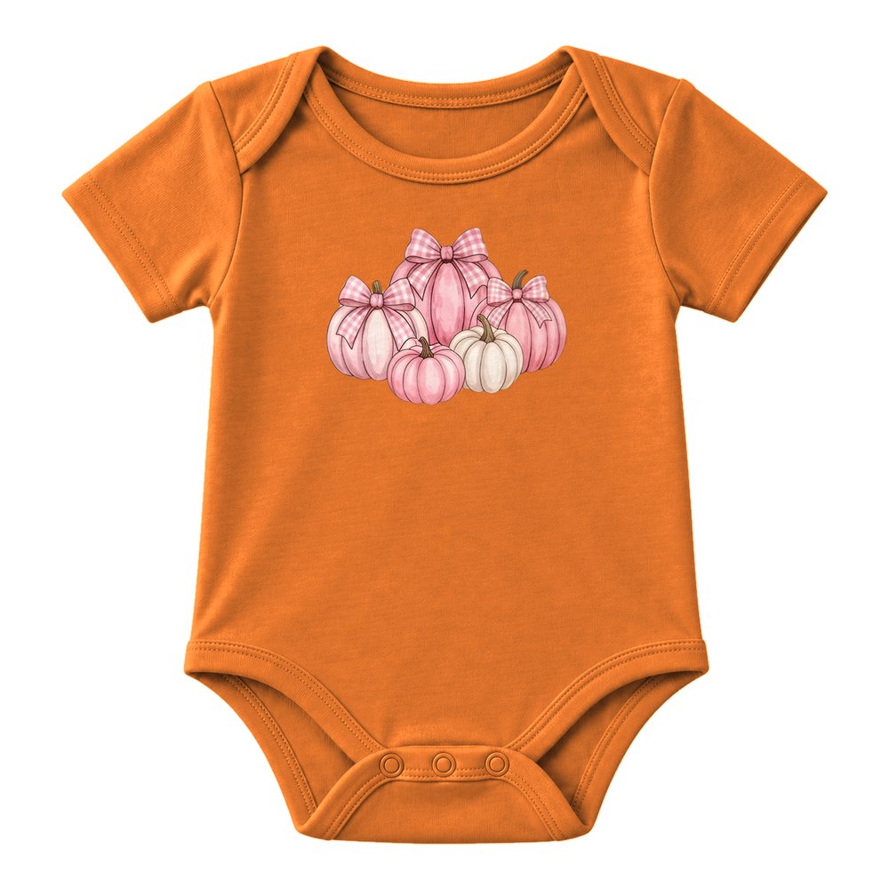 Pink & White Pumpkin Bows Fall Tee