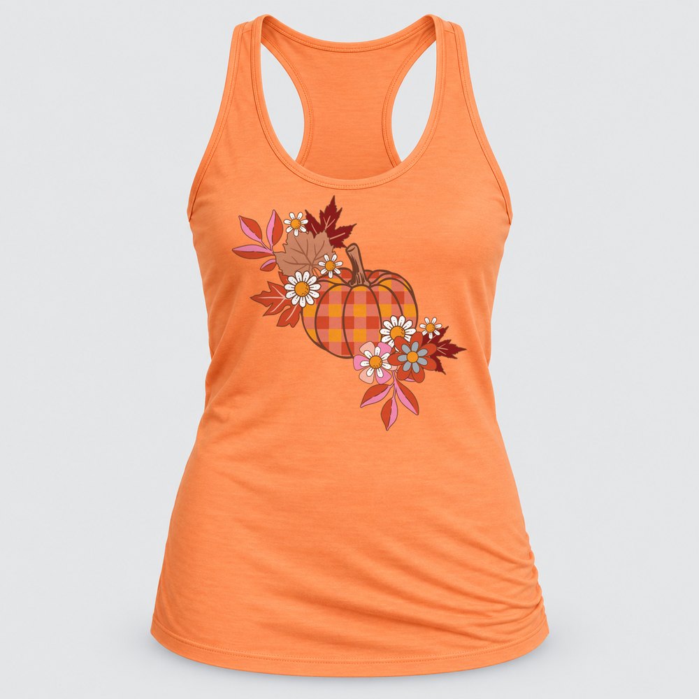 Plaid Pumpkin Florals Racerback Tank