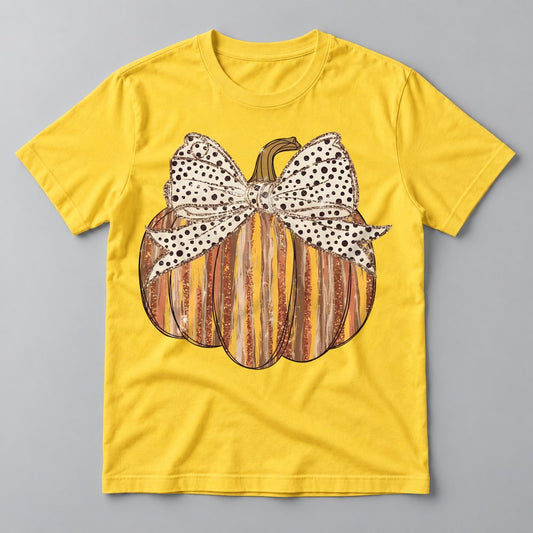 Polka Dot Bow Pumpkin tee in Yellow