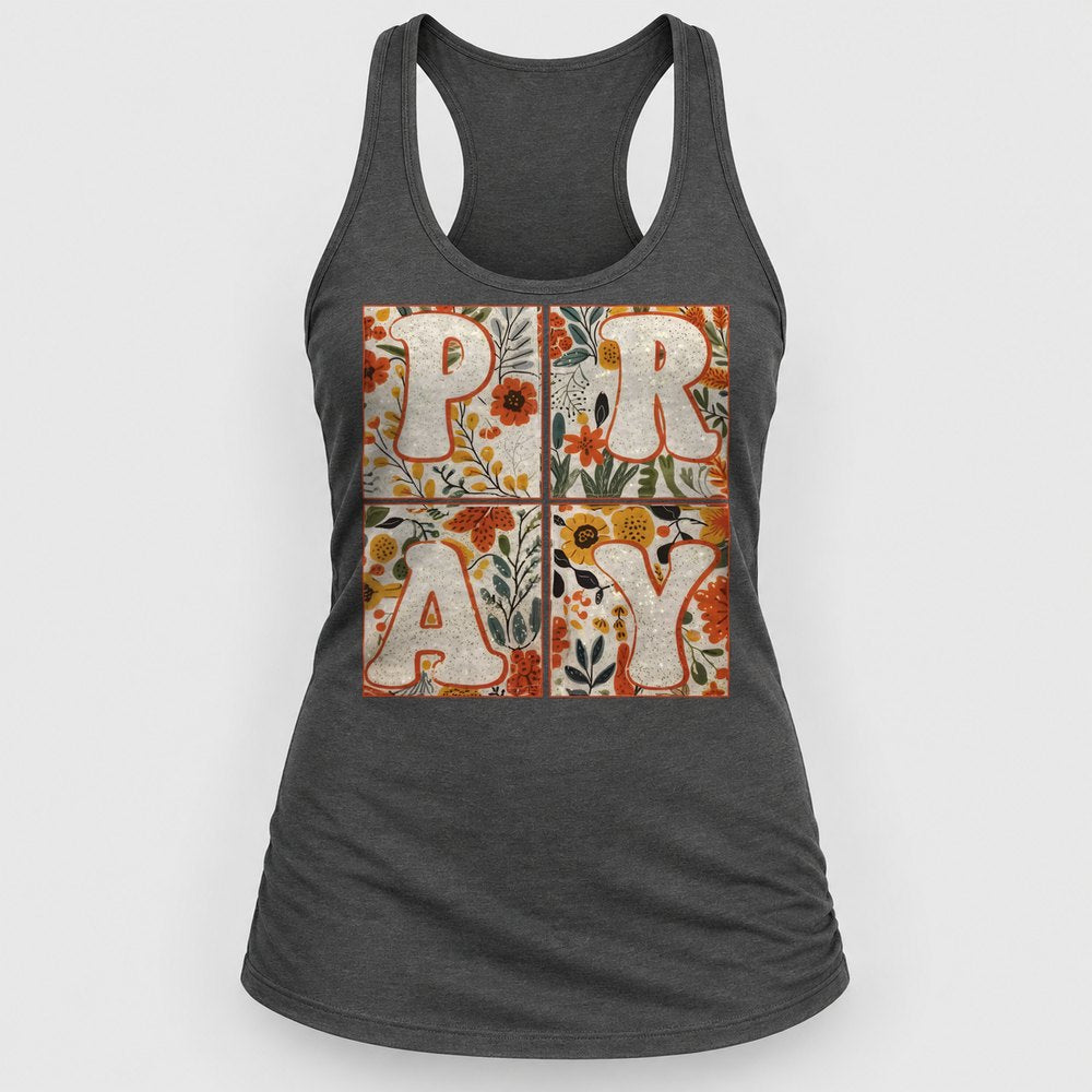 Pray Floral Racerback Tank